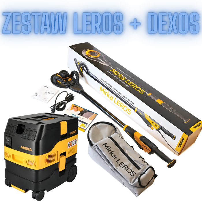 Zestaw Szlifierski Mirka Leros + torba + odkurzacz Dexos 1217 AFC + wąż