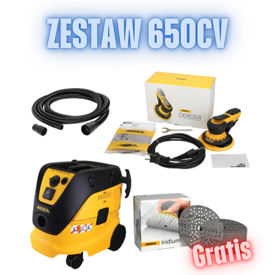 Zestaw Szlifierski Mirka DEROS II + Odkurzacz 1230 L AFC + GRATIS: Krążki ścierne Iridium 150 mm, P120 (121 otworów, rzep)